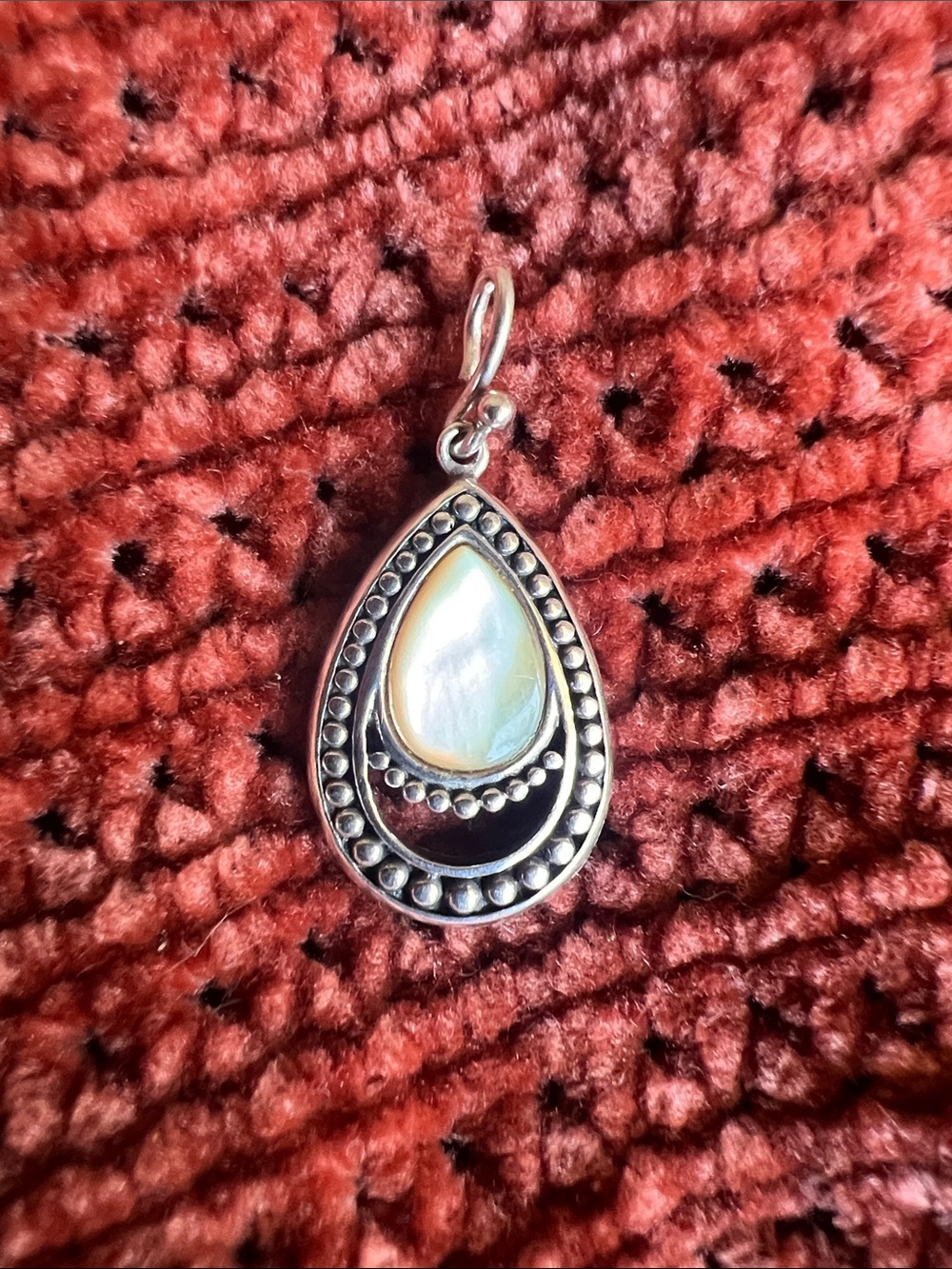 Sterling Silver Teardrop Mother-of-Pearl Pendant - White